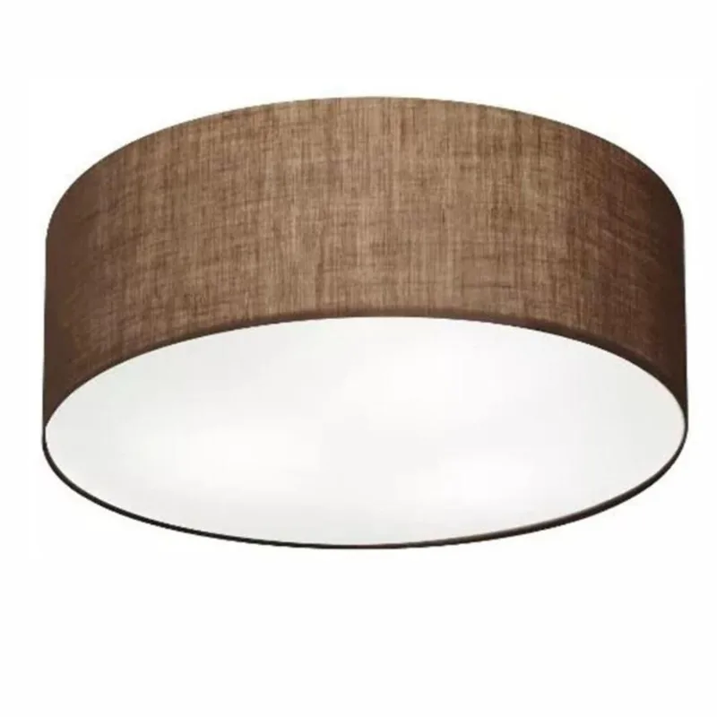 Plafon Cilíndrico Md-3049 Cúpula Em Tecido 70x15cm Café - Bivolt - Vivare Brasil Iluminação