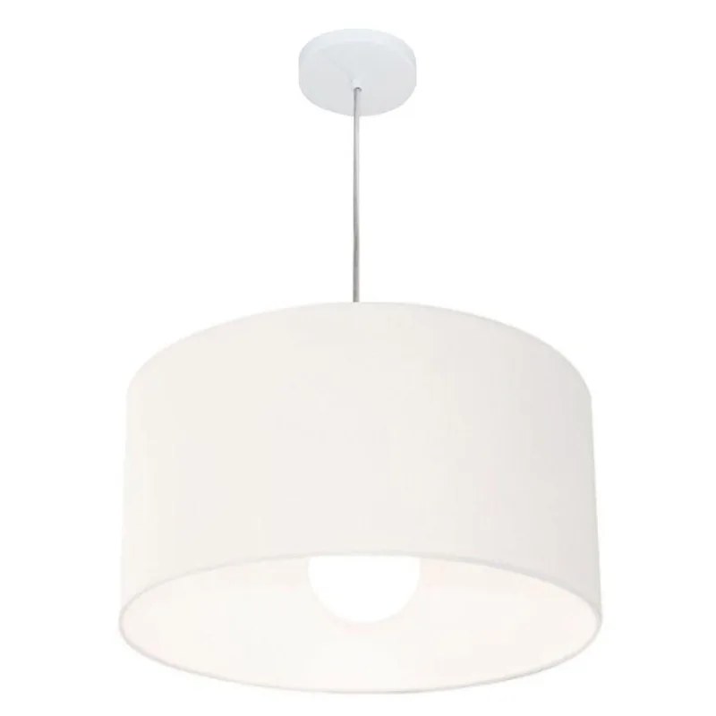 Lustre Pendente Cilíndrico Md-4205 Cúpula em Tecido 45X30CM Resistente à Maresia Branco Vivare - Vivare Brasil Iluminação