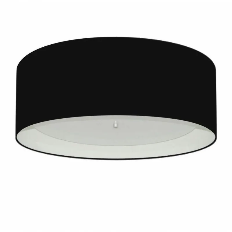 Plafon Cilíndrico Md-3008 Cúpula Em Duplo Tecido 60x25cm Preto / Branco - Bivolt - Vivare Brasil Iluminação