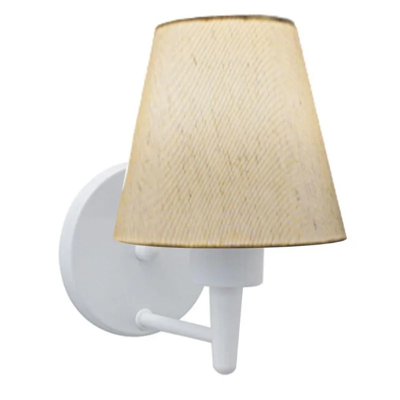 Arandela Cone Md-2004 Base Branco Cúpula Em Tecido 14-14x07cm Linho Bege - Bivolt - Vivare Brasil Iluminação