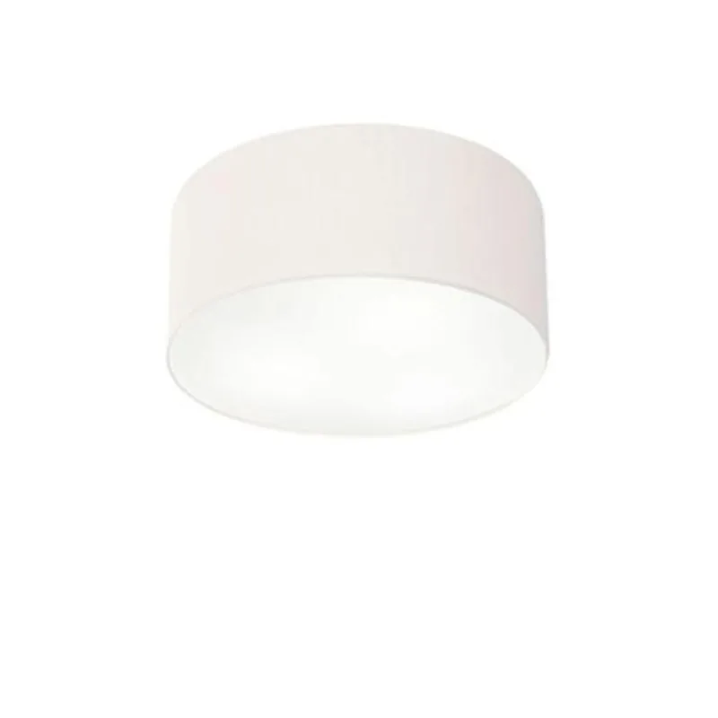Plafon de Teto Md-3010 com Cúpula em Tecido Cilíndrico Pequeno Branco Vivare Brasil Iluminação - Vivare Brasil Iluminação