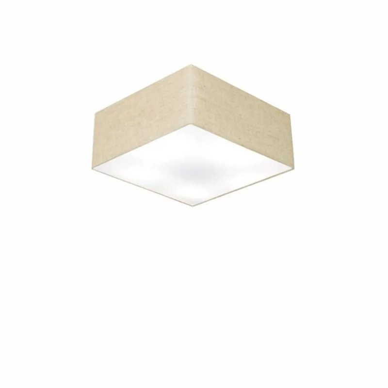 Plafon Quadrado Md-3000 Cúpula Em Tecido 12/25x25cm Rústico Bege - Bivolt