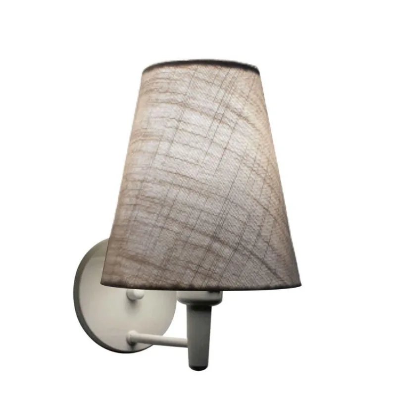 Arandela Cone Md-2007 Base Branco Cúpula Em Tecido 20-08x18cm Rustico Cinza - Bivolt