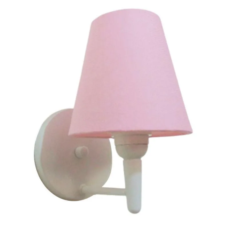 Arandela Cone Md-2004 Base Branco Cúpula Em Tecido 14-14x07cm Rosa Bebê -tela - Bivolt