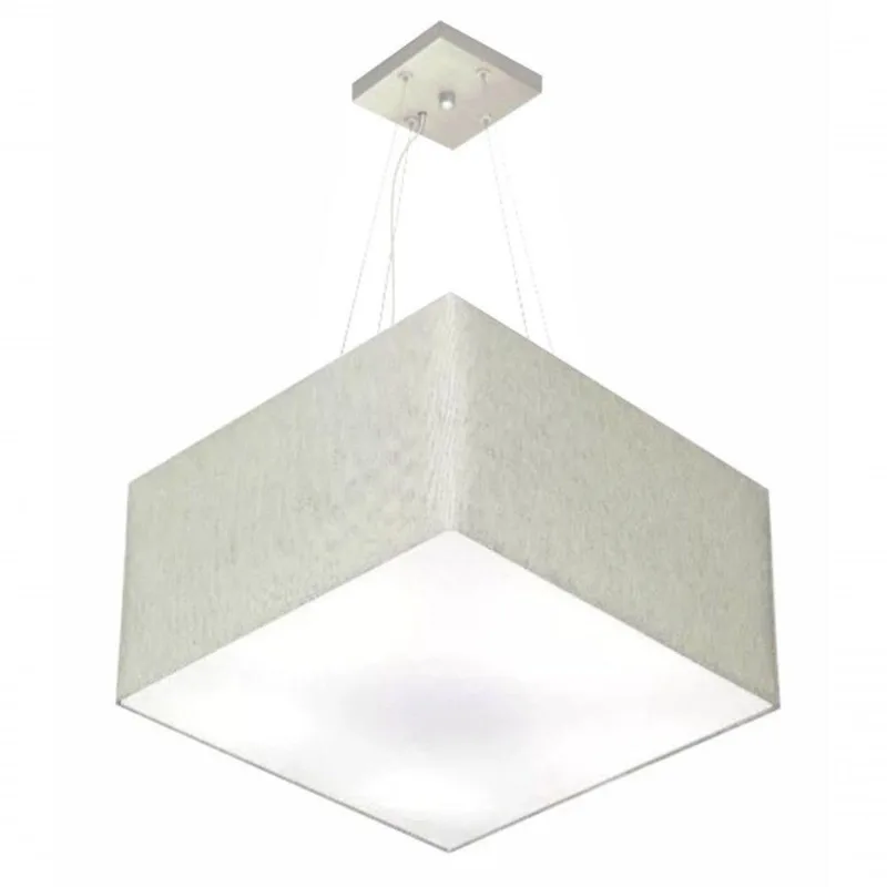 Lustre Pendente Quadrado Md-4199 Cúpula Em Tecido 30/60x60cm Rustico Cinza - Bivolt