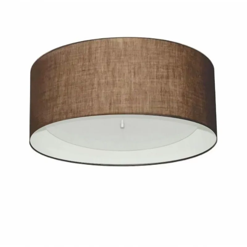 Plafon Cilíndrico Md-3161 Cúpula Em Duplo Tecido 50x25cm Café / Branco - Bivolt