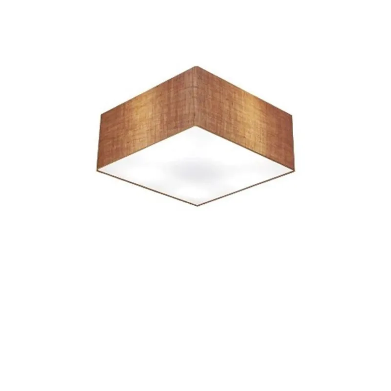 Plafon Quadrado Md-3000 Cúpula Em Tecido 12/25x25cm Palha - Bivolt