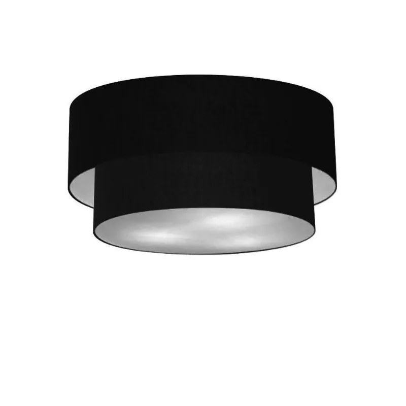 Plafon Duplo Cilíndrico Vivare Md-3017 Cúpula Em Tecido 50x40cm - Bivolt Preto 127/220v