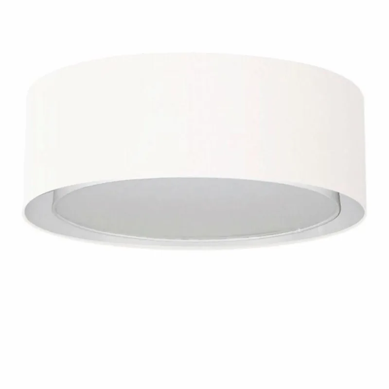 Plafon Duplo Cilíndrico Md-3037 Cúpula Em Tecido 60x25cm Branco - Bivolt