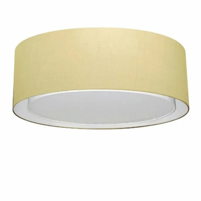 Plafon Duplo Cilíndrico Md-3038 Cúpula Em Tecido 80x30cm Algodão Crú - Bivolt