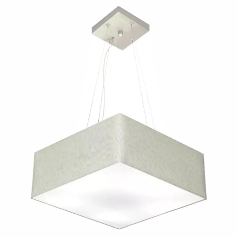 Lustre Pendente Quadrado Md-4196 Cúpula Em Tecido 15/45x45cm Rustico Cinza - Bivolt - Vivare Brasil Iluminação