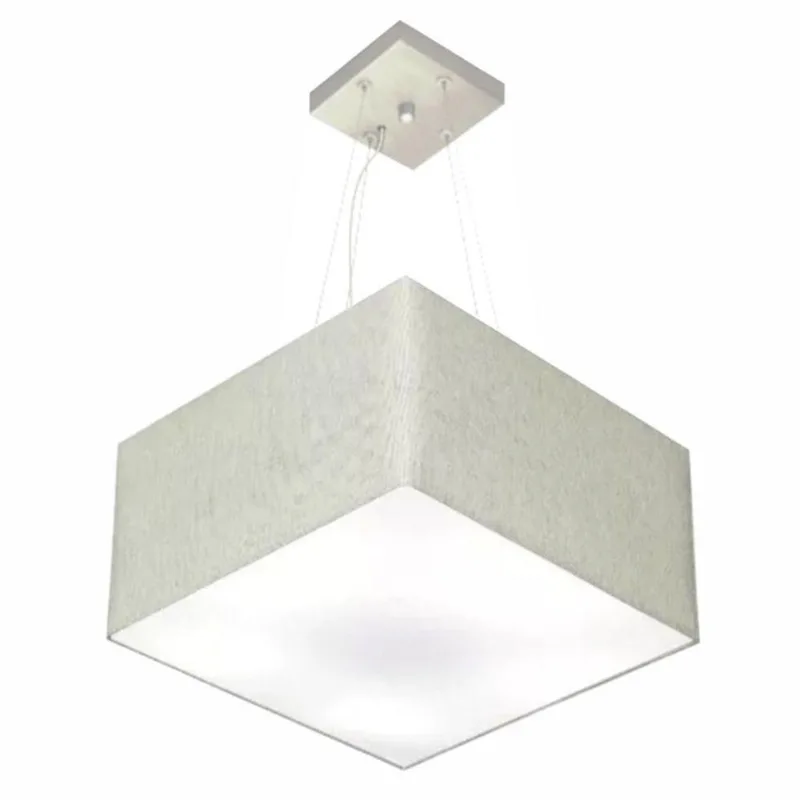 Lustre Pendente Quadrado Md-4197 Cúpula Em Tecido 25/45x45cm Rustico Cinza - Bivolt