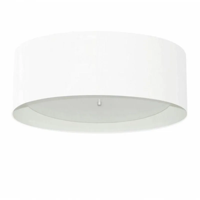 Plafon Cilíndrico Md-3008 Cúpula Em Duplo Tecido 60x25cm Branco / Branco - Bivolt
