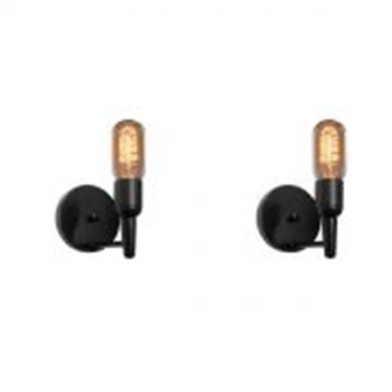Kit-2 Arandela Lustre Retro Md-2028 Preto Suporte Para Lâmpada - Bivolt