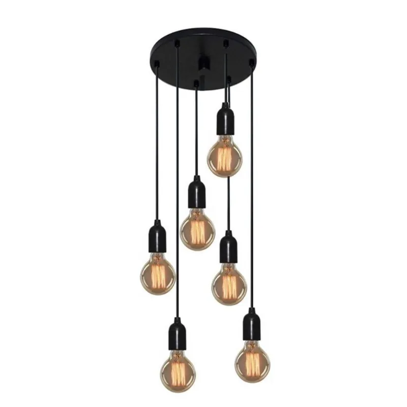 Lustre Pendente Luminária Retro Md-4162-6 Suporte Para Lâmpada / Não Inclusa - Bivolt