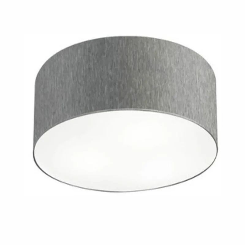 Plafon Cilíndrico Md-3048 Cúpula Em Tecido 50x21cm Rústico Cinza - Bivolt