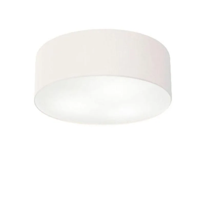 Plafon Cilíndrico Md-3046 Cúpula Em Tecido 35x12cm Branco - Bivolt
