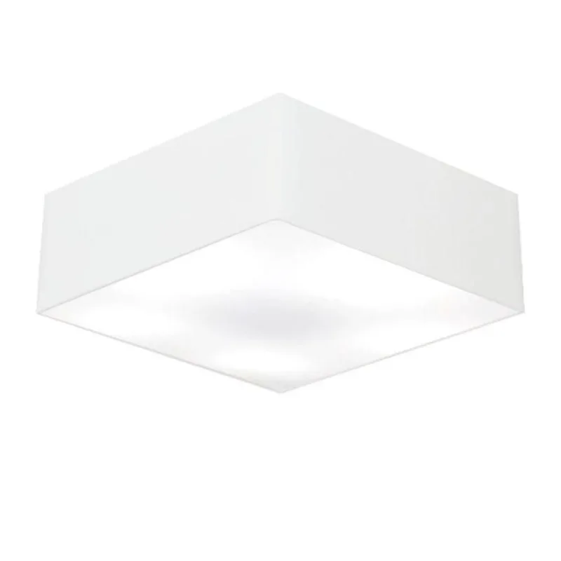 Plafon Quadrado Md-3059 Cúpula Em Tecido 15/80x80cm Branco - Bivolt