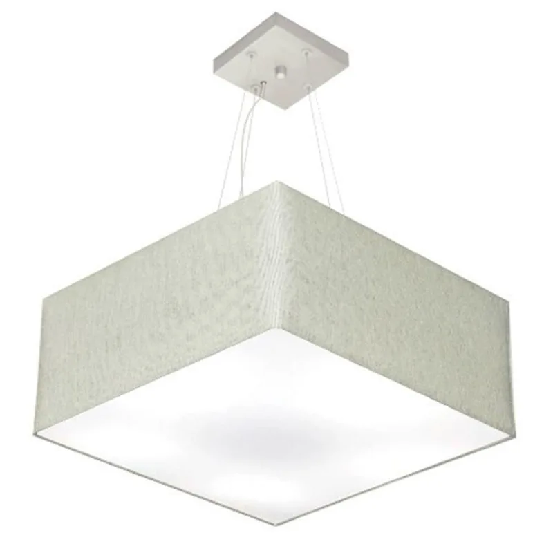 Lustre Pendente Quadrado Md-4006 Cúpula Em Tecido 21/50x50cm Rustico Cinza - Bivolt