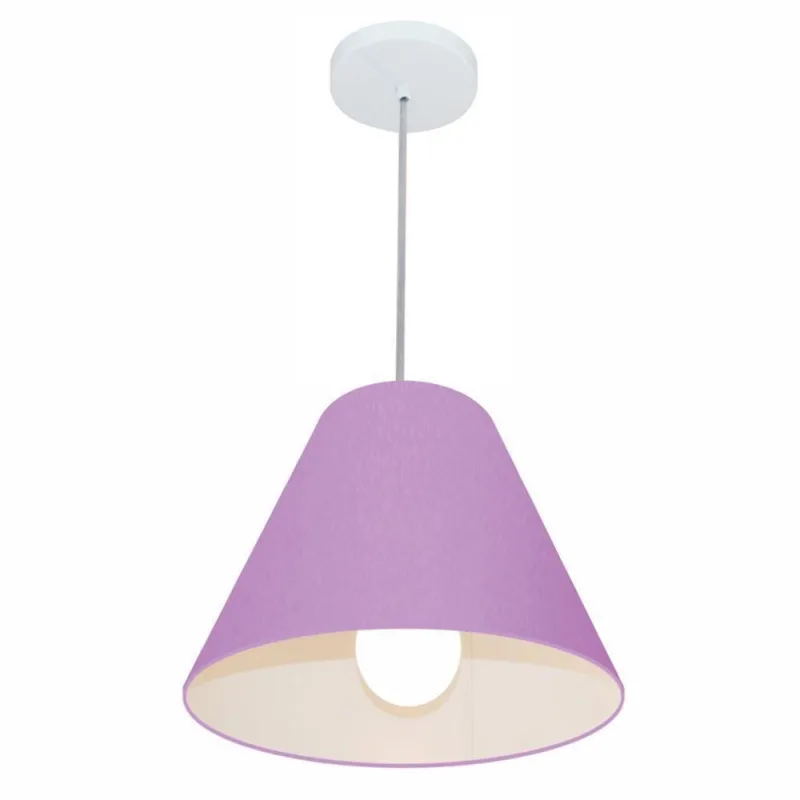 Lustre Pendente Md-4028 Cúpula em Tecido Cone Pequeno Lilás Vivare Brasil Iluminação - Vivare Brasil Iluminação - Casa E Construção