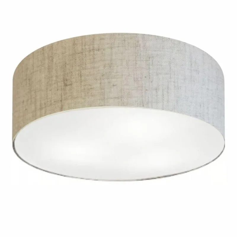 Plafon Cilíndrico Md-3006 Cúpula Em Tecido 60x15cm Rústico Bege - Bivolt