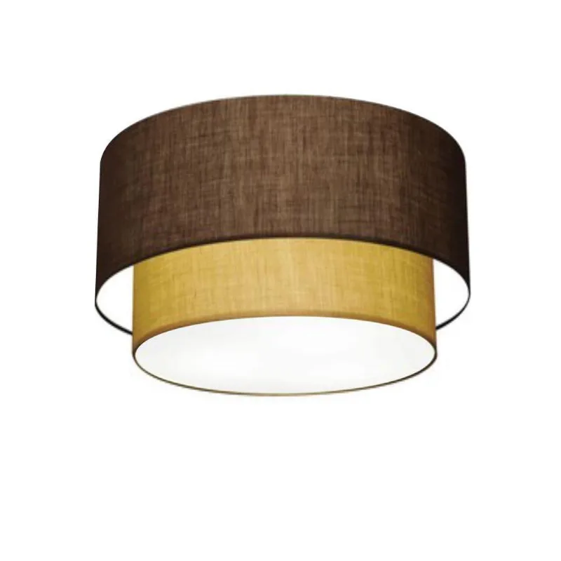 Plafon Duplo Cilíndrico Vivare Md-3045 Cúpula Em Tecido 40x35cm - Bivolt Café-palha 127/220v - Vivare Brasil Iluminação