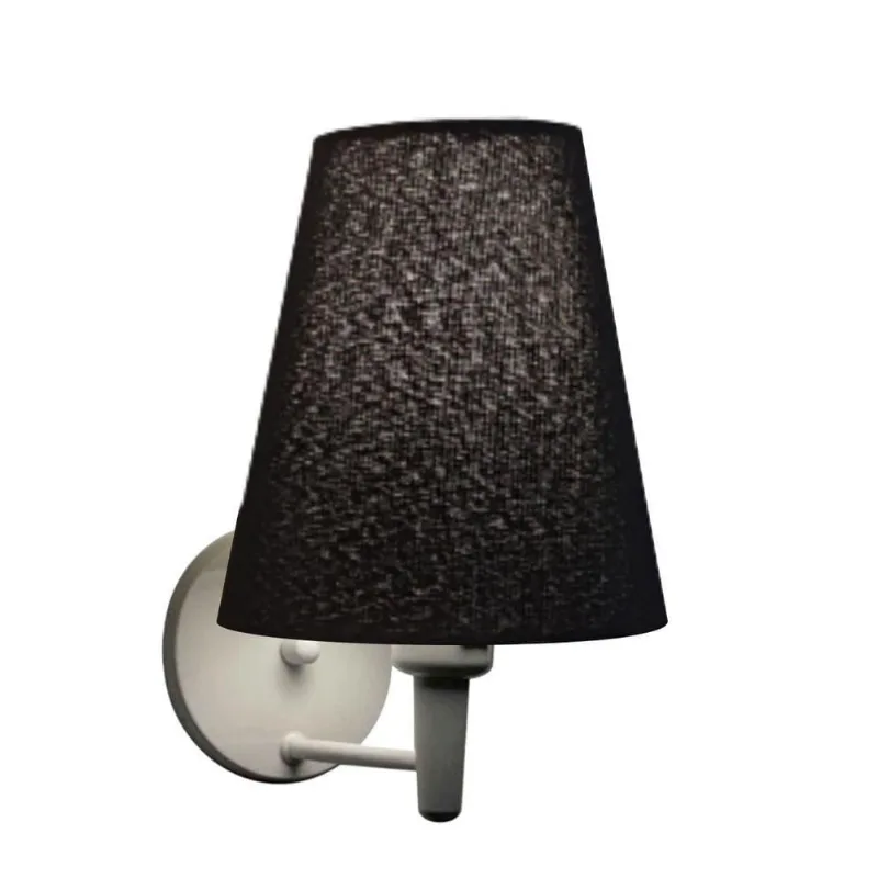 Arandela Cone Md-2007 Base Branco Cúpula Em Tecido 20-08x18cm Preto - Bivolt - Vivare Brasil Iluminação