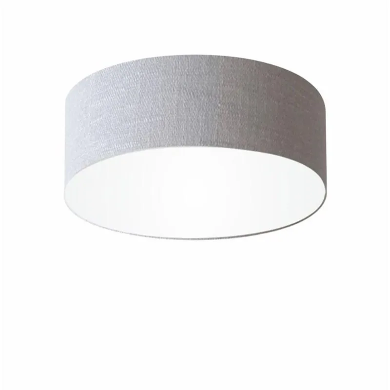 Plafon Cilíndrico Md-3005 Cúpula Em Tecido 40x12cm Rústico Cinza - Bivolt - Vivare Brasil Iluminação