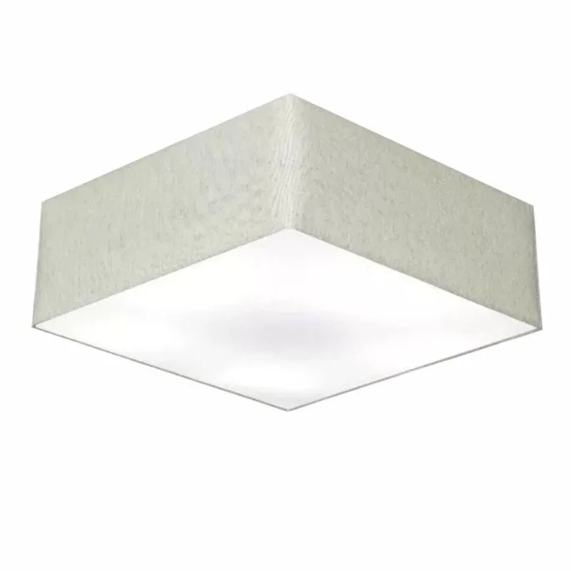 Plafon Quadrado Md-3056 Cúpula Em Tecido 15/70x70cm Rústico Cinza - Bivolt