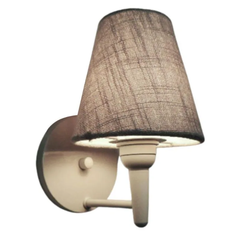 Arandela Cone Md-2004 Base Branco Cúpula Em Tecido 14-14x07cm Rustico Cinza - Bivolt