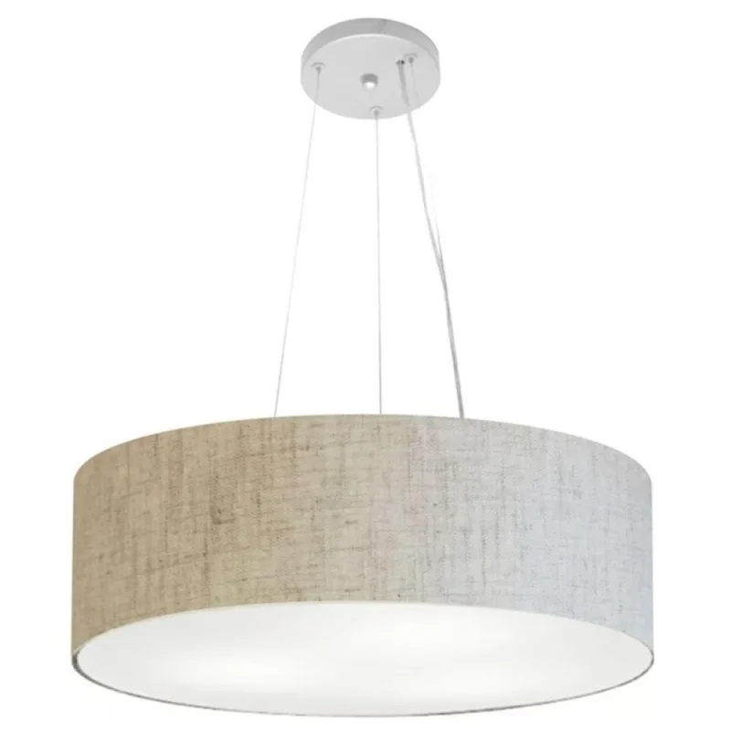 Lustre Pendente Md-4134 Cúpula em Tecido 50X15CM Rústico Bege Vivare Brasil Iluminação - Vivare Brasil Iluminação