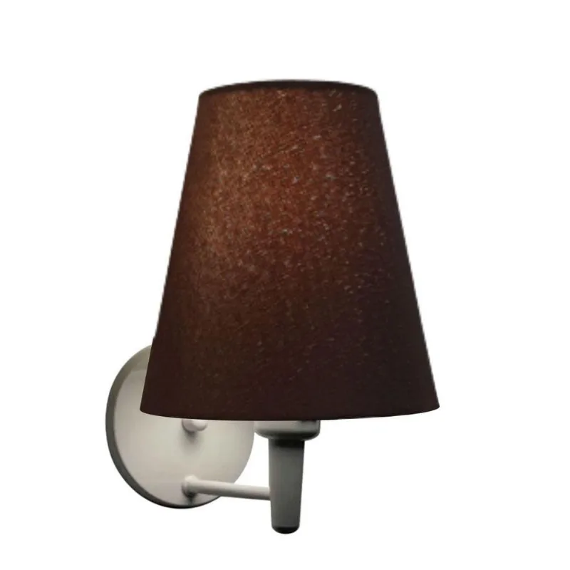 Arandela Cone Md-2007 Base Branco Cúpula Em Tecido 20-08x18cm Café - Bivolt