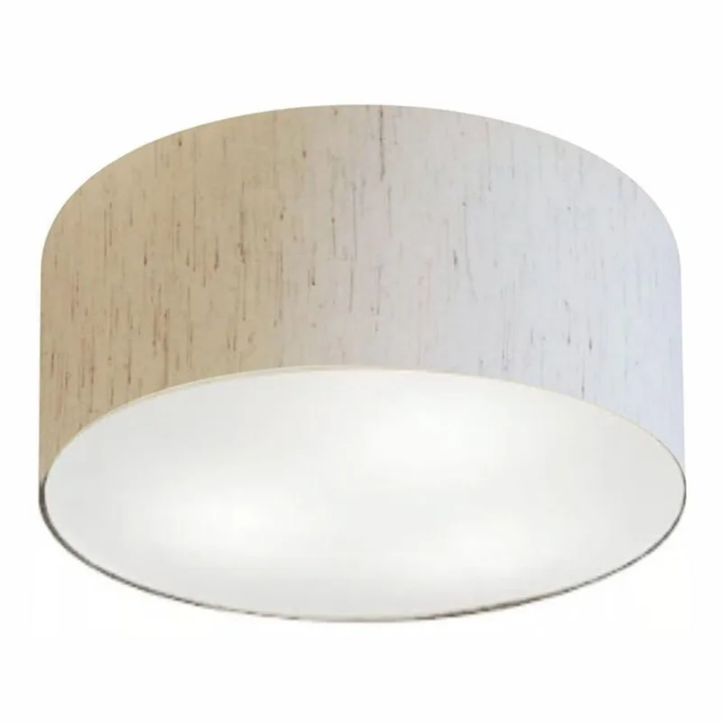 Plafon Cilíndrico Md-3013 Cúpula Em Tecido 60x21cm Linho Bege - Bivolt