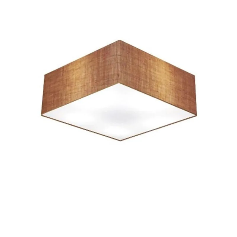 Plafon Quadrado Md-3050 Cúpula Em Tecido 12/40x40cm Palha - Bivolt