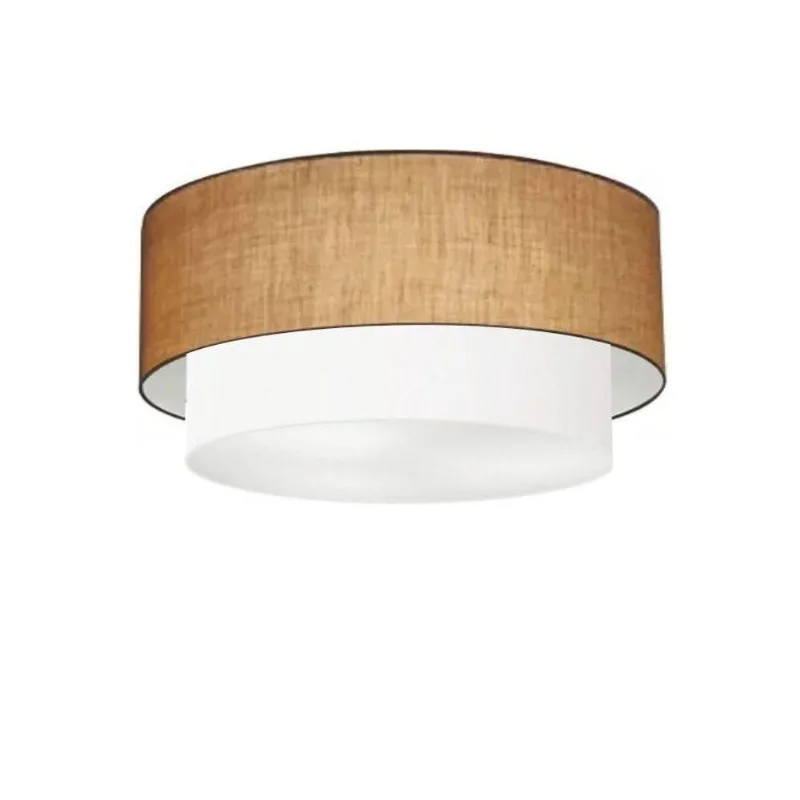 Plafon Duplo Cilíndrico Vivare Md-3017 Cúpula Em Tecido 50x40cm - Bivolt Palha-branco 127/220v - Vivare Brasil Iluminação