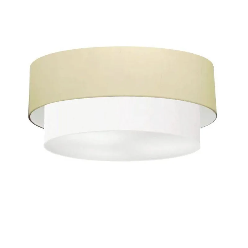 Plafon Duplo Cilíndrico Vivare Md-3021 Cúpula Em Tecido 80x60cm - Bivolt Algodão-crú-branco 127/220v