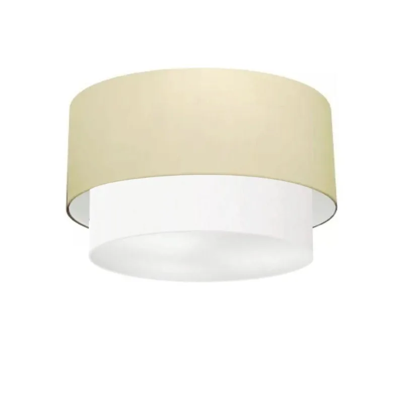 Plafon Duplo Cilíndrico Vivare Md-3045 Cúpula Em Tecido 40x35cm - Bivolt Algodão-crú-branco 127/220v