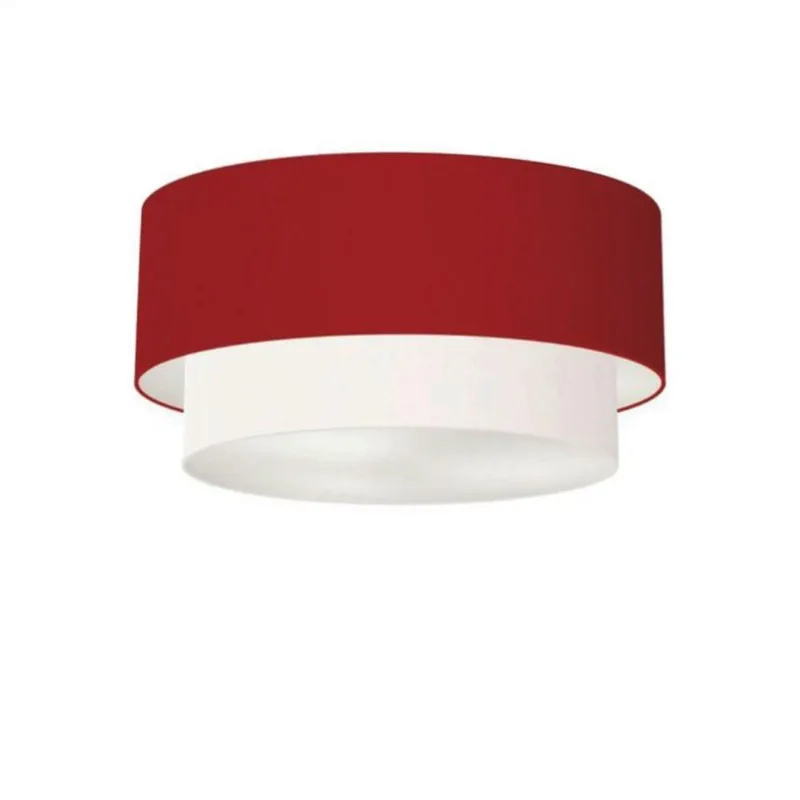 Plafon Duplo Cilíndrico Vivare Md-3062 Cúpula Tecido 45x40cm - Bivolt Bordo-branco 127/220v