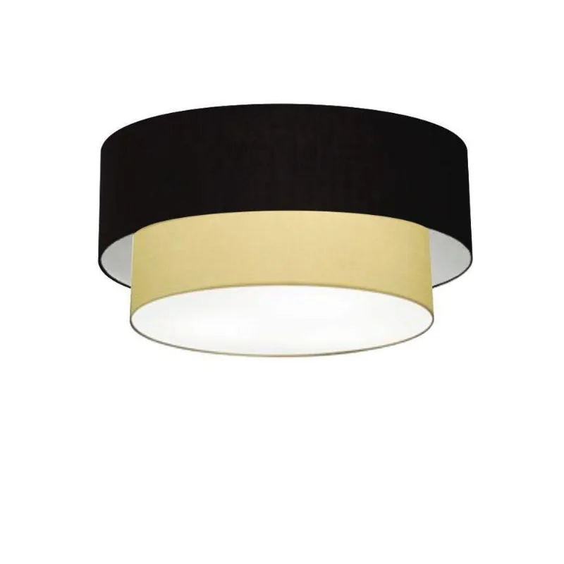 Plafon Duplo Cilíndrico Vivare Md-3062 Cúpula Em Tecido 45x40cm - Bivolt Preto-bege 127/220v - Vivare Brasil Iluminação