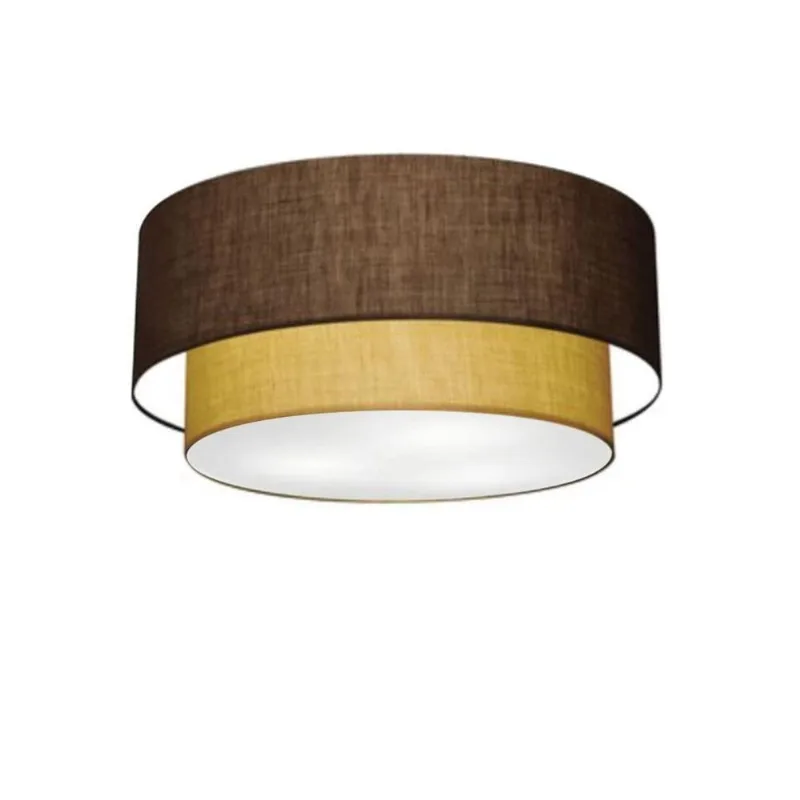Plafon Duplo Cilíndrico Vivare Md-3062 Cúpula Em Tecido 45x40cm - Bivolt Preto-palha 127/220v