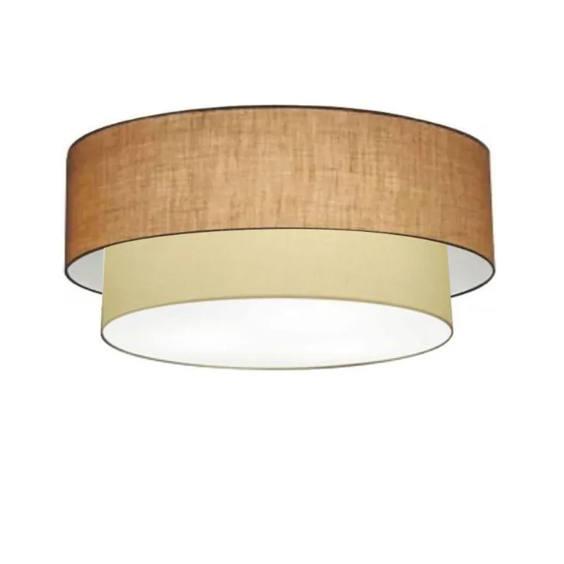 Plafon Duplo Cilíndrico Vivare Md-3065 Cúpula Em Tecido 80x70cm - Bivolt Palha-bege 127/220v - Vivare Brasil Iluminação