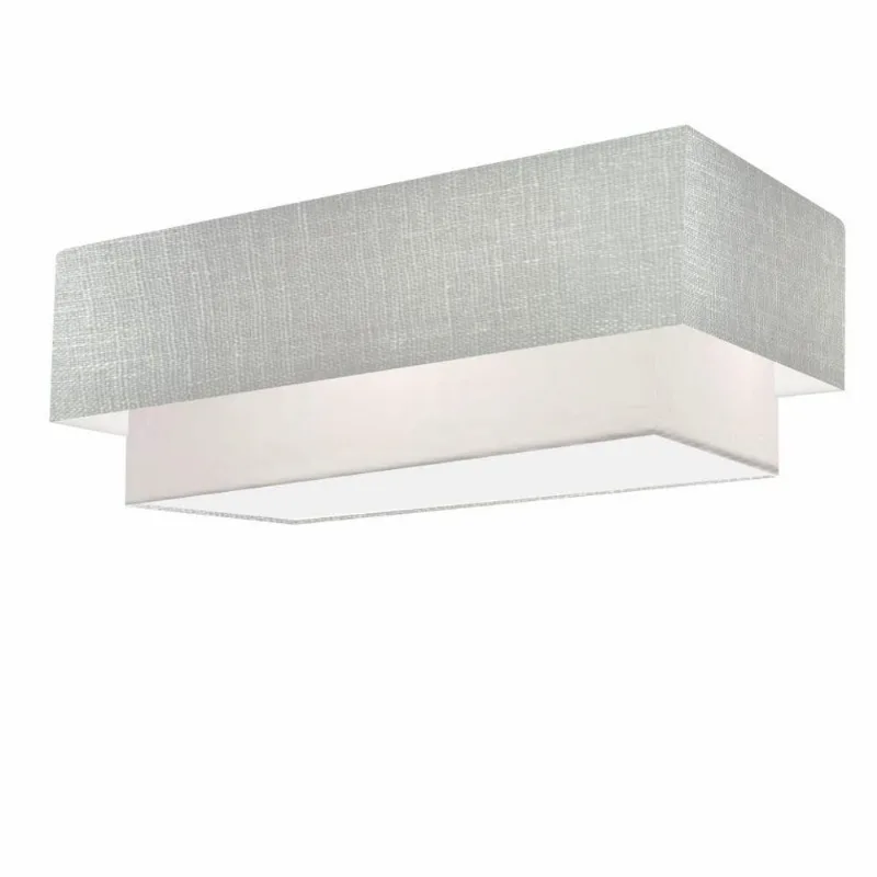 Plafon Duplo Retangular Vivare Md-3071 Cúpula Em Tecido Bivolt Rustico-cinza-branco 127/220v