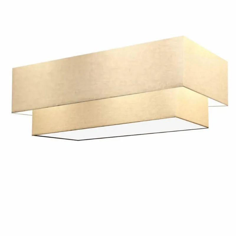 Plafon Duplo Retangular Vivare Md-3071 Cúpula Em Tecido Bivolt Algodão-crú 127/220v