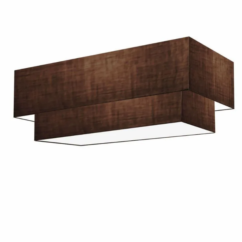 Plafon Duplo Retangular Vivare Md-3071 Cúpula Em Tecido 80x40cm X 70x30cm - Bivolt Café 127/220v
