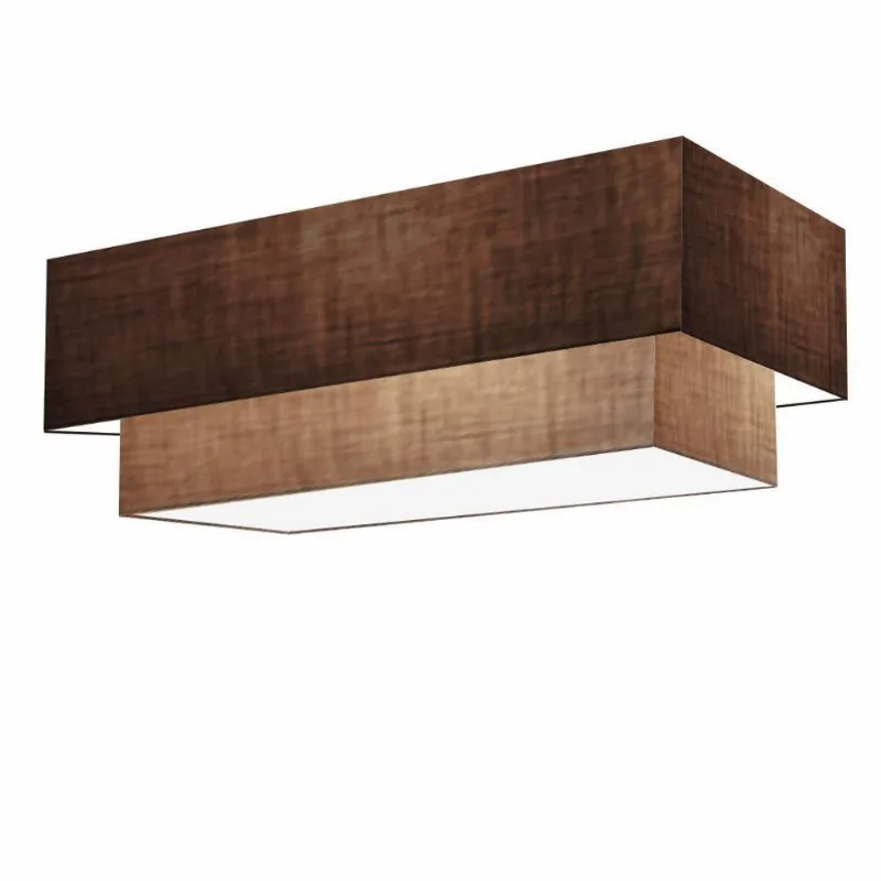 Plafon Duplo Retangular Vivare Md-3071 Cúpula Em Tecido Bivolt Café-palha 127/220v