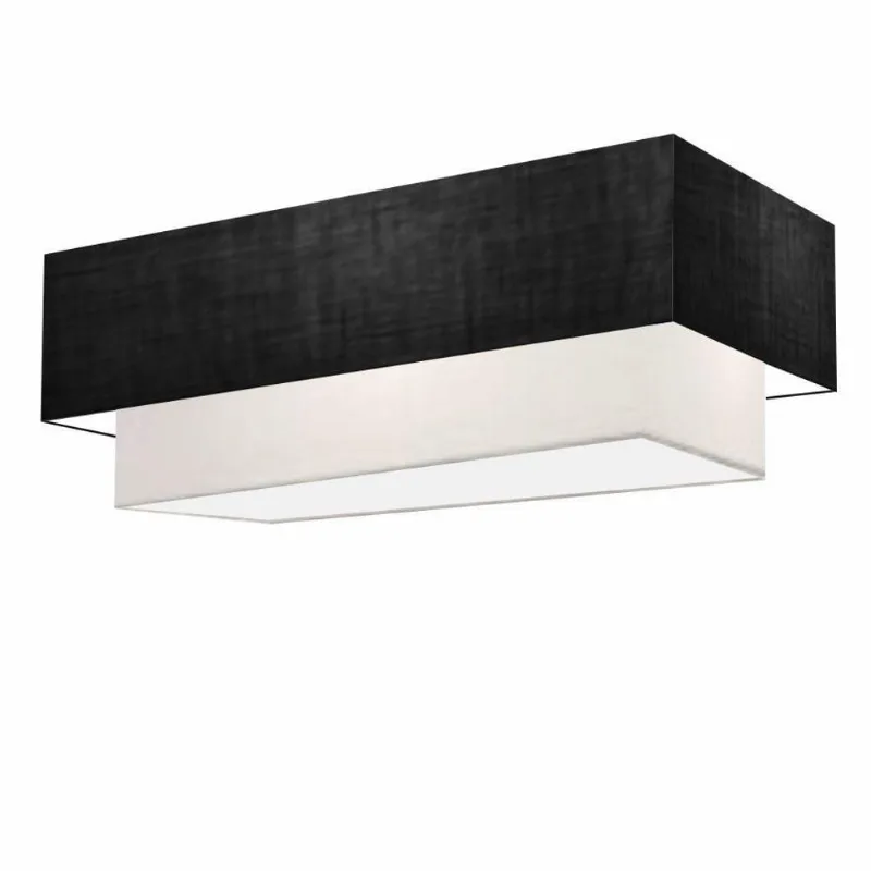 Plafon Duplo Retangular Vivare Md-3071 Cúpula Em Tecido Bivolt Preto-branco 127/220v