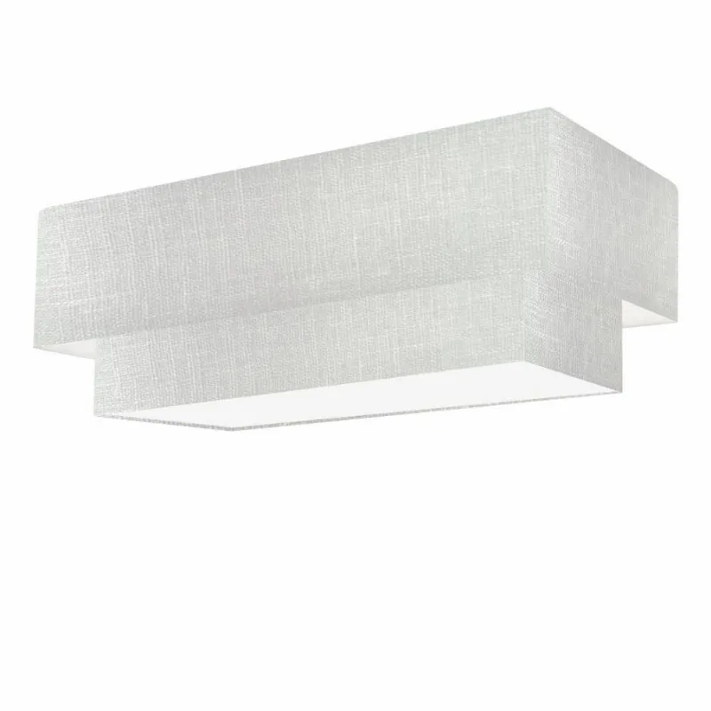 Plafon Duplo Retangular Vivare Md-3072 Cúpula Em Tecido Bivolt Rustico-cinza 127/220v