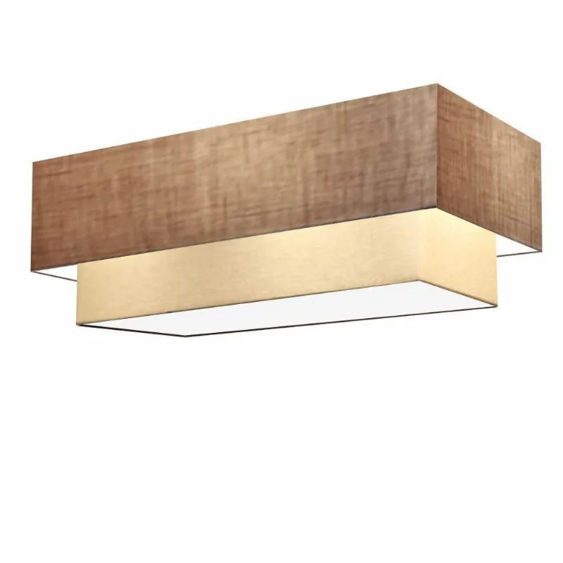 Plafon Duplo Retangular Vivare Md-3072 Cúpula Em Tecido Bivolt Palha-bege 127/220v
