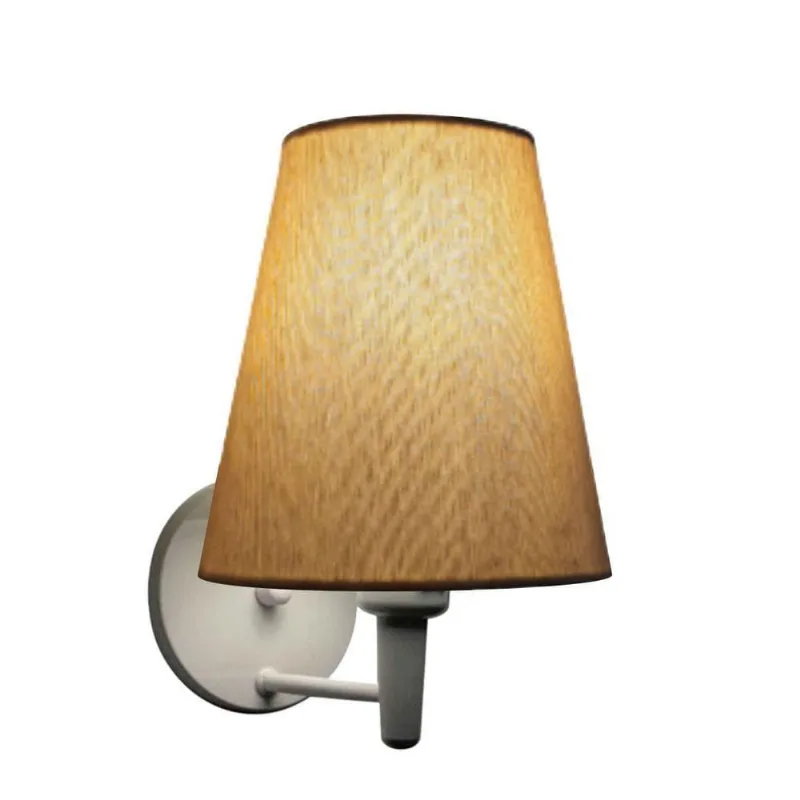 Arandela Cone Md-2007 Base Branco Cúpula Em Tecido 20-08x18cm Palha - Bivolt