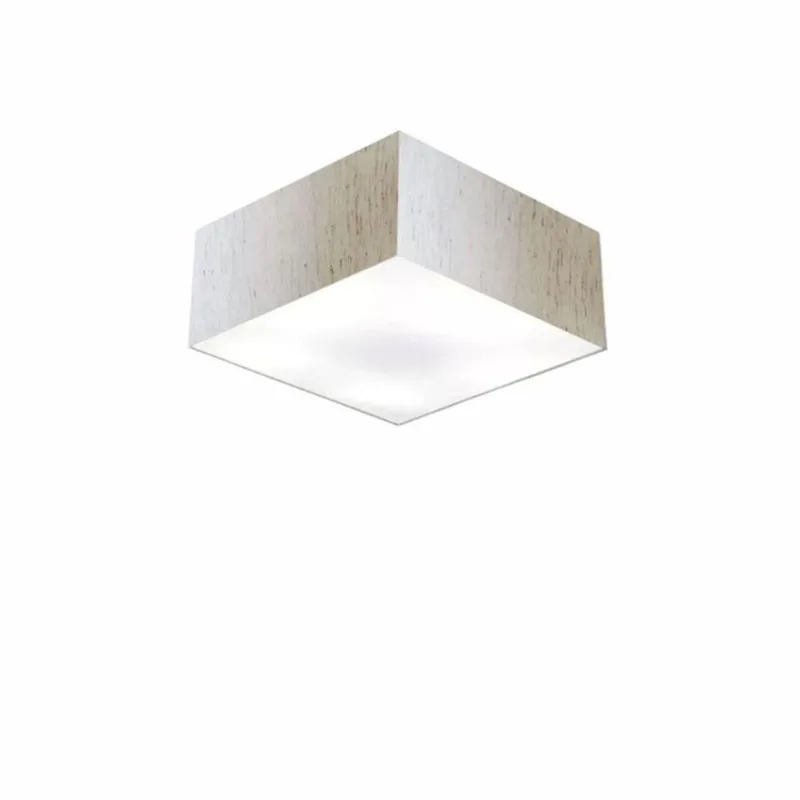 Plafon Quadrado Vivare Md-3000 Cúpula Em Tecido 12/25x25cm - Bivolt Linho Bege 127/220v